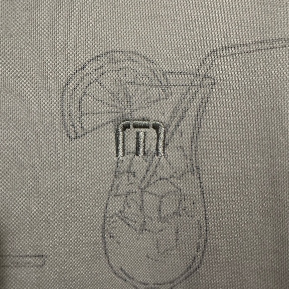 Travis Mathew Polo Shirt Men Gray Mixed Drinks Golf Vacation Reverse Print XL - Picture 8 of 8